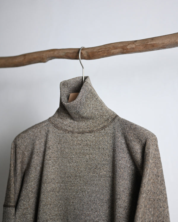 TWEEDISH RIB / TURTLE NECK LONG SLEEVE, charcoal