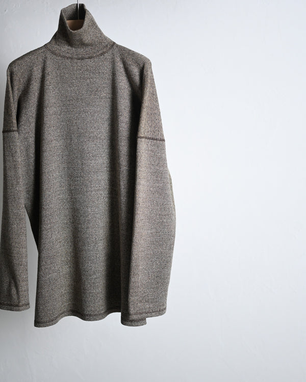 TWEEDISH RIB / TURTLE NECK LONG SLEEVE, charcoal
