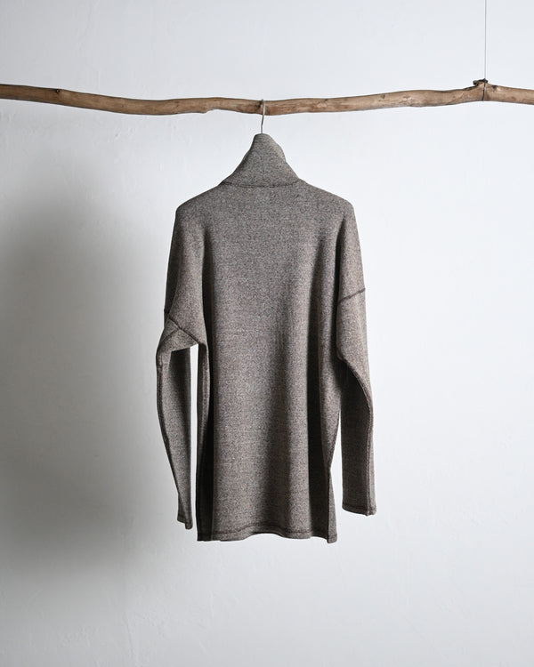 TWEEDISH RIB / TURTLE NECK LONG SLEEVE, charcoal