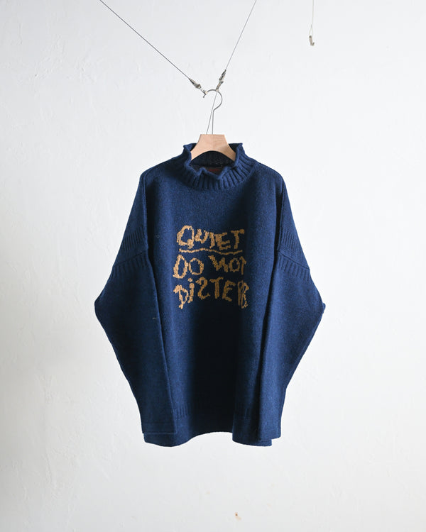 lamb’s wool guernsey sweater long QUIET, dark blue