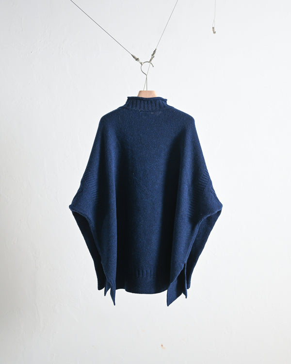 lamb’s wool guernsey sweater long QUIET, dark blue