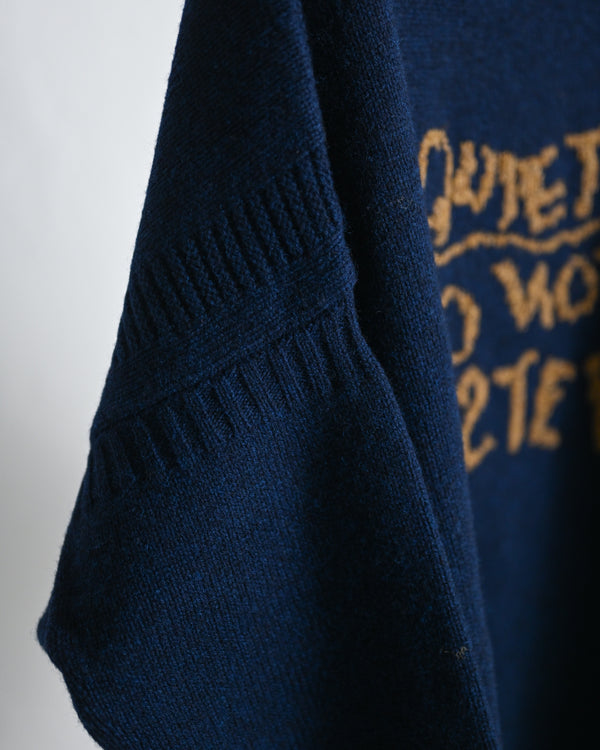 lamb’s wool guernsey sweater long QUIET, dark blue