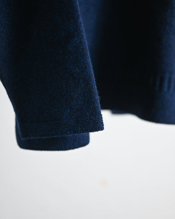 lamb’s wool guernsey sweater long QUIET, dark blue