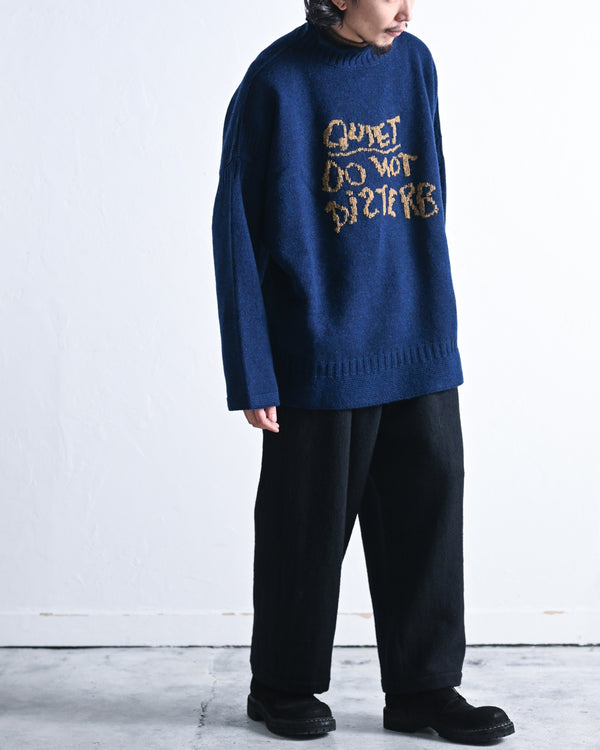 lamb’s wool guernsey sweater long QUIET, dark blue