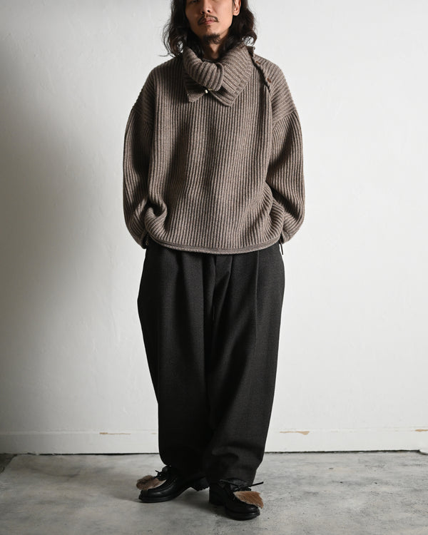 PLEATED TROUSER, thorn-proof wool
