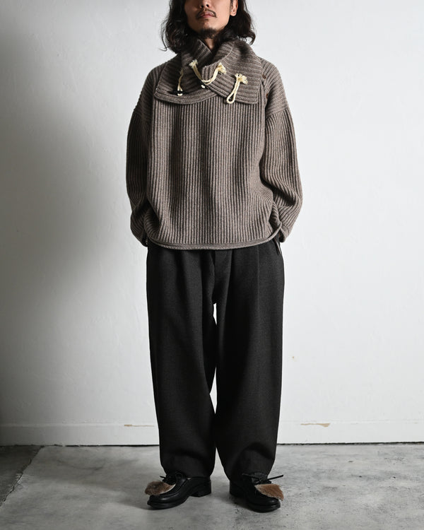 PLEATED TROUSER, thorn-proof wool