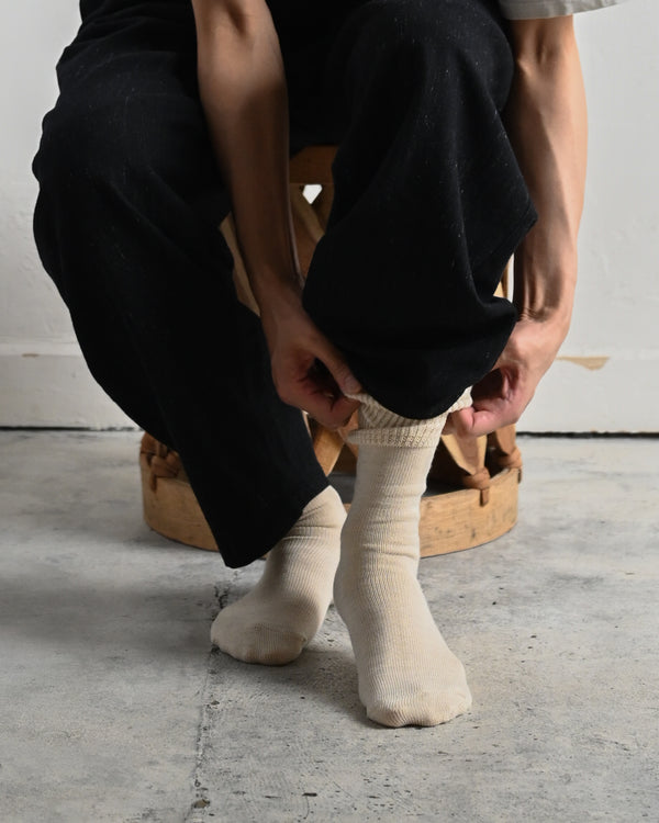 WINTER JERSEY / CREW SOCKS, ecru-01