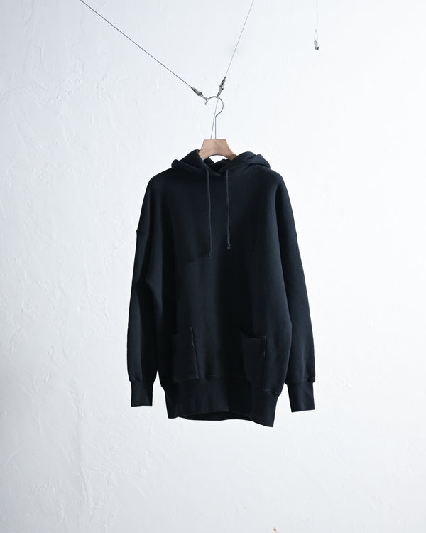 EXTRA COTTON FLEECE, HOODED LONG SLEEVE / 2color