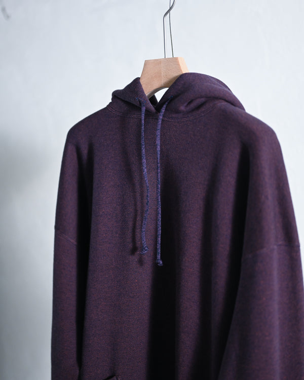 EXTRA COTTON FLEECE, HOODED LONG SLEEVE / 2color