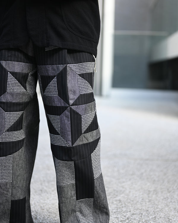 Wide tuck pants 005, Black
