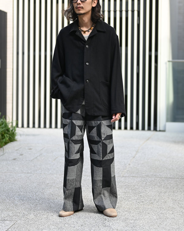 Wide tuck pants 005, Black