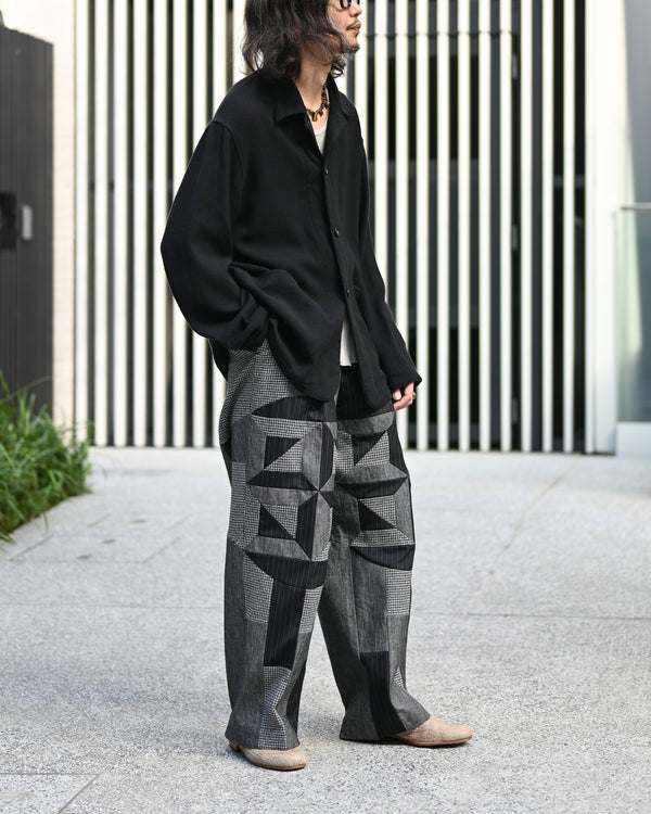 Wide tuck pants 005, Black