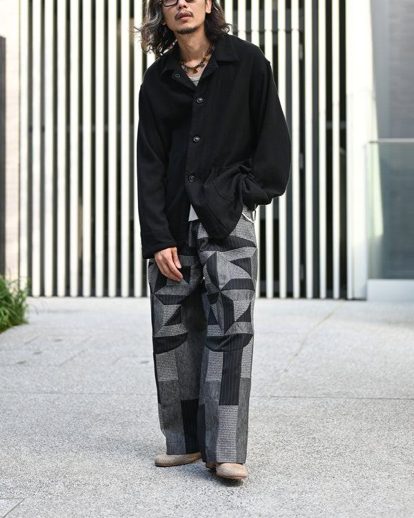 Wide tuck pants 005, Black