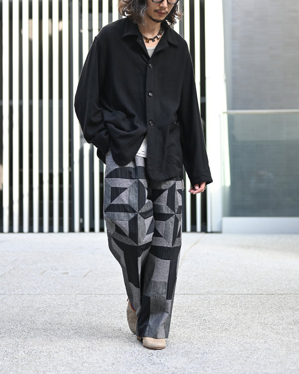 Wide tuck pants 005, Black