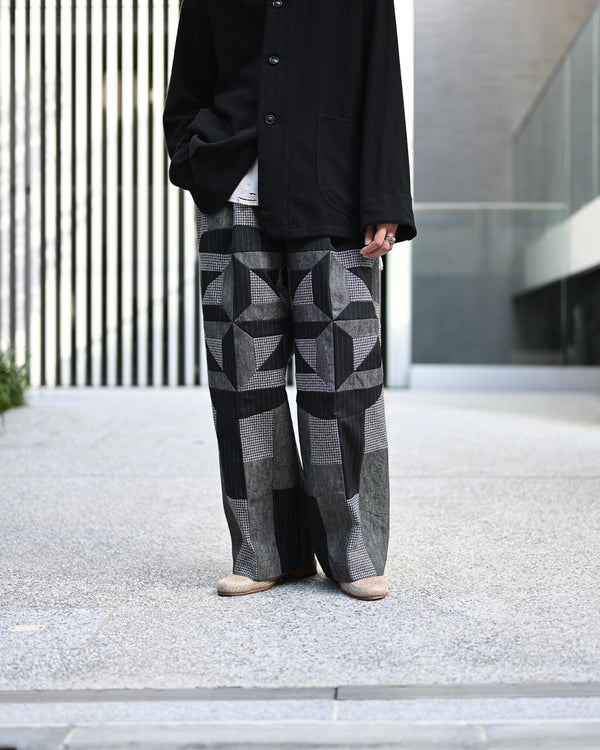 Wide tuck pants 005, Black