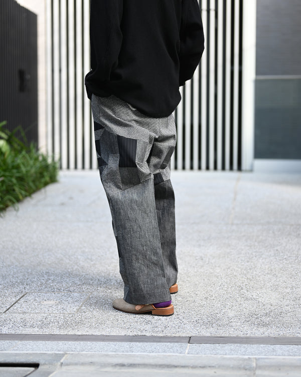 Wide tuck pants 005, Black