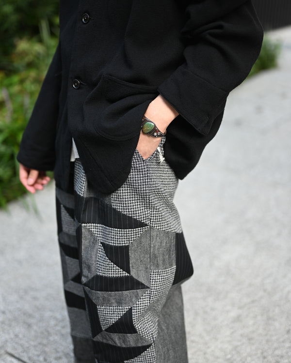 Wide tuck pants 005, Black