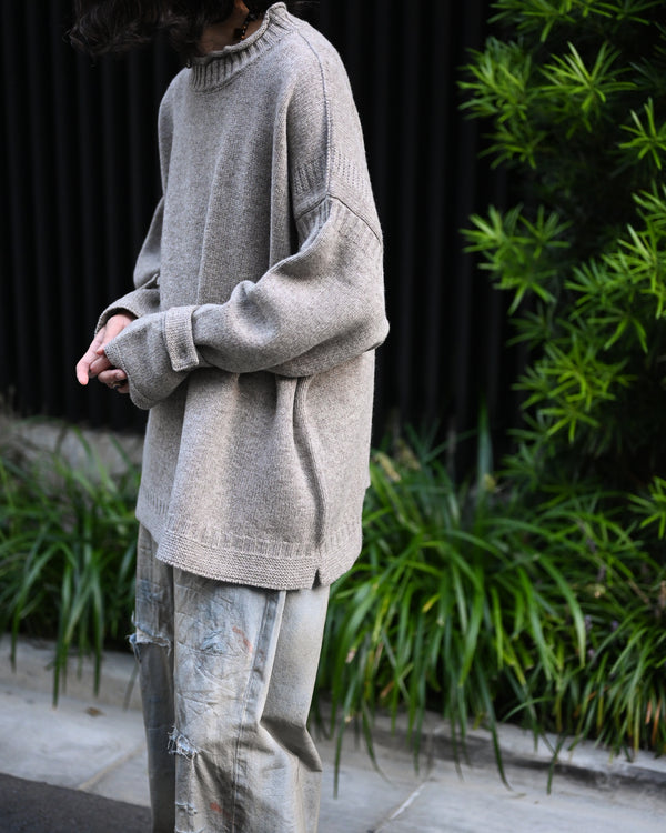 LAMB'S WOOL GUERNSEY SWEATER, beige