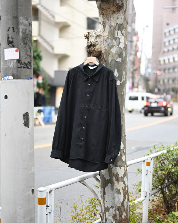L/S NEP BOXY SHIRT, black