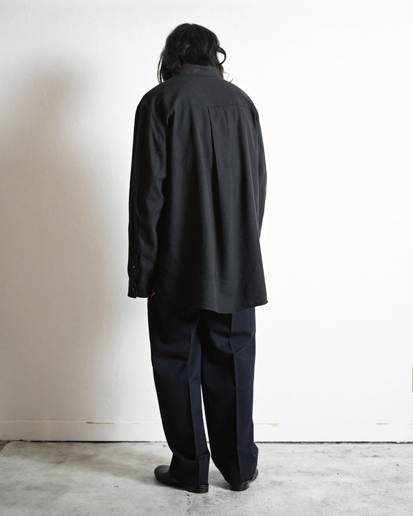 WOOL WASHI STRIPE TUCKED TROUSERS