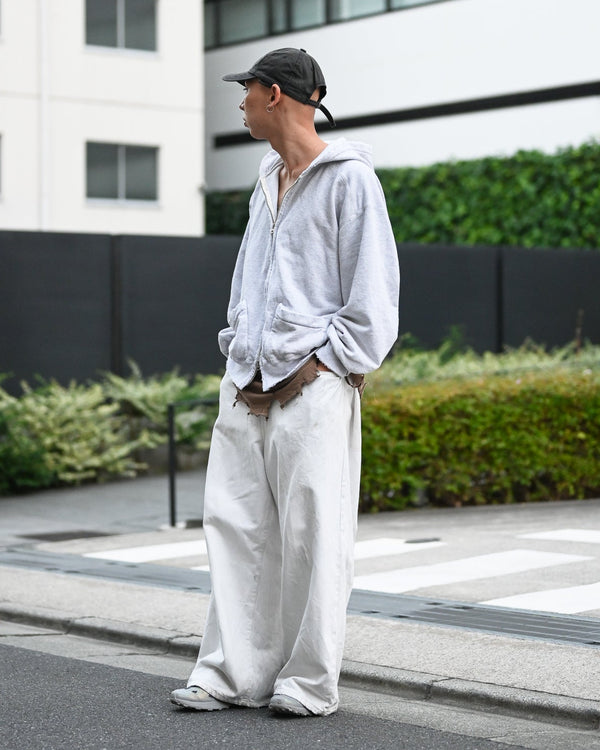 5POCKT BAGGY PANTS, raw denim fade white