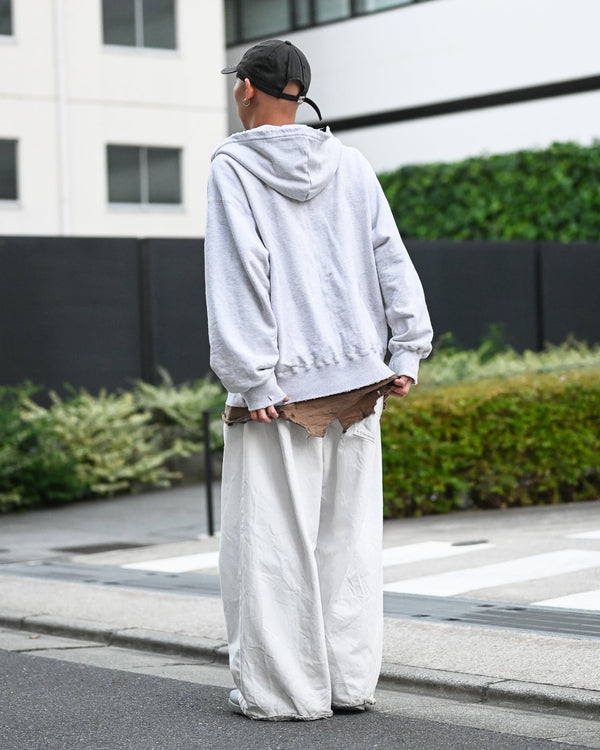 5POCKT BAGGY PANTS, raw denim fade white