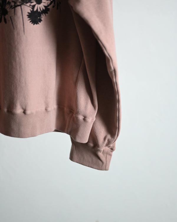 Overdyed Sweat Shirt "FLOWERS", beige