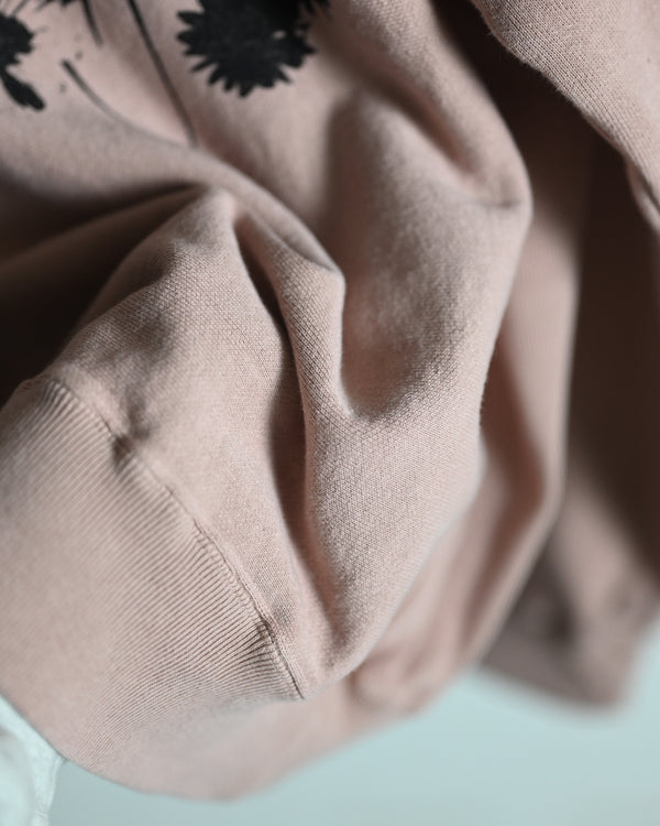 Overdyed Sweat Shirt "FLOWERS", beige