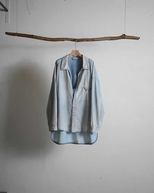 AGING CHAMBRAY LONG SHIRT, indigo