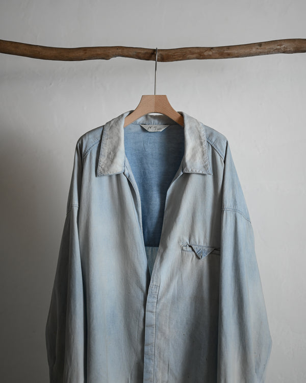 AGING CHAMBRAY LONG SHIRT, indigo