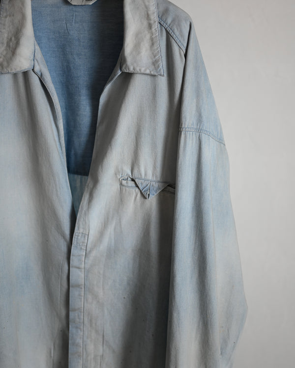 AGING CHAMBRAY LONG SHIRT, indigo