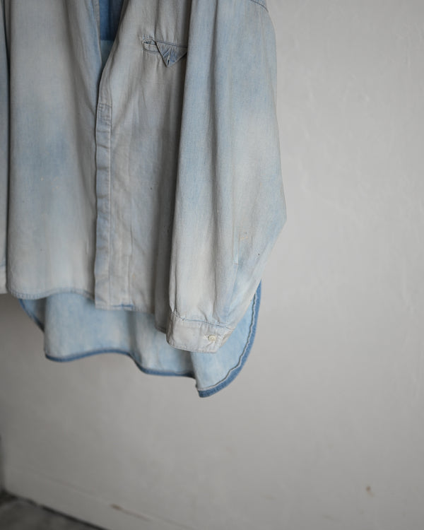 AGING CHAMBRAY LONG SHIRT, indigo