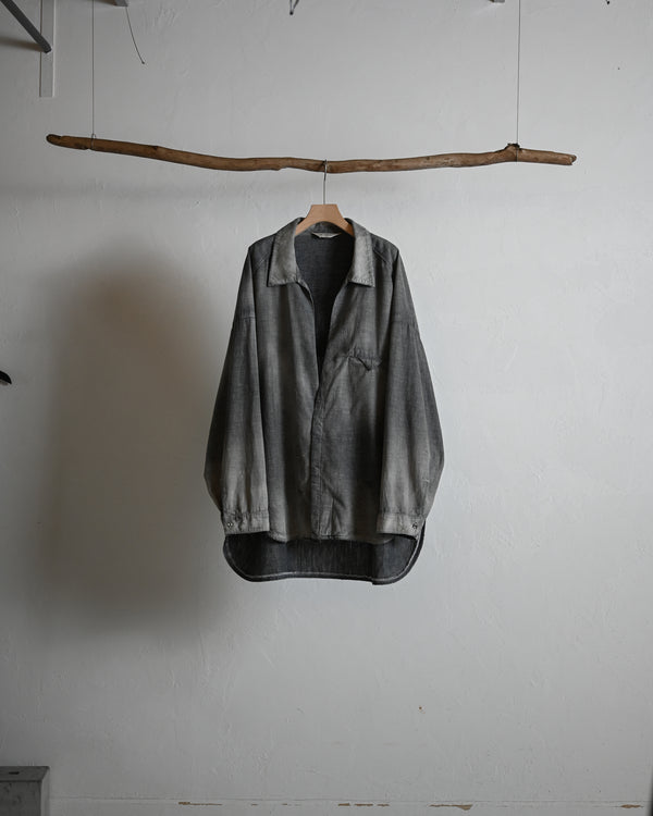 AGING CHAMBRAY LONG SHIRT, black