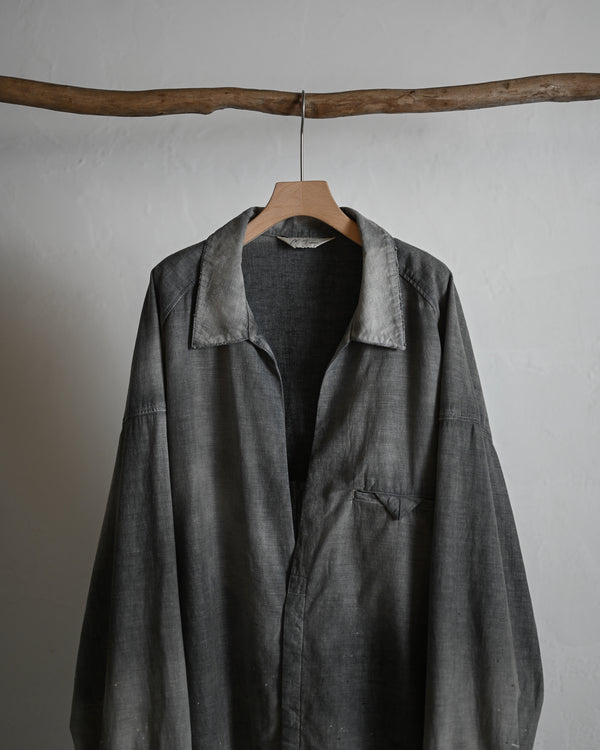 AGING CHAMBRAY LONG SHIRT, black