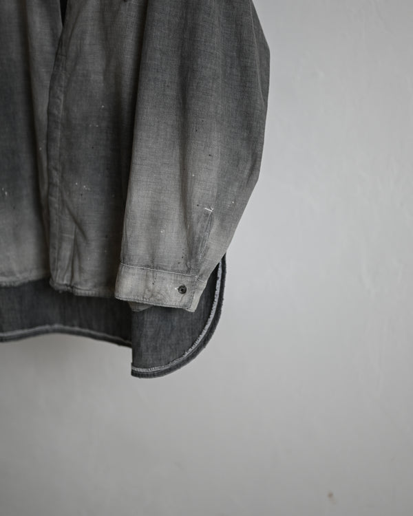 AGING CHAMBRAY LONG SHIRT, black