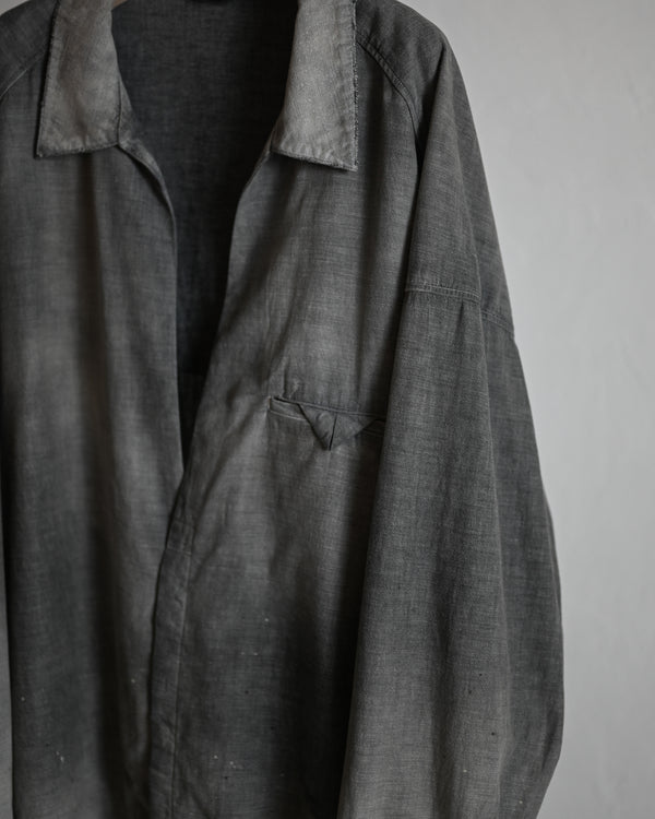 AGING CHAMBRAY LONG SHIRT, black
