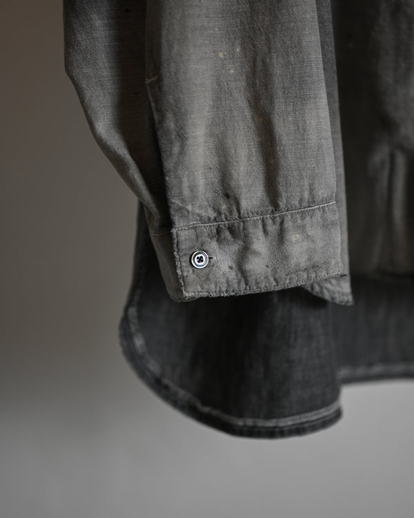 AGING CHAMBRAY LONG SHIRT, black
