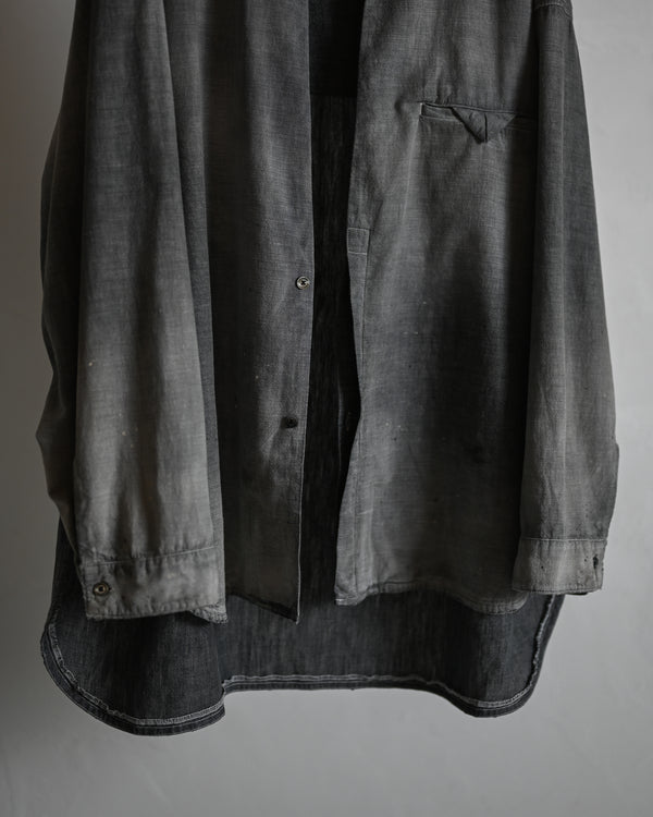AGING CHAMBRAY LONG SHIRT, black