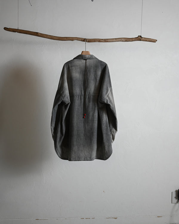 AGING CHAMBRAY LONG SHIRT, black