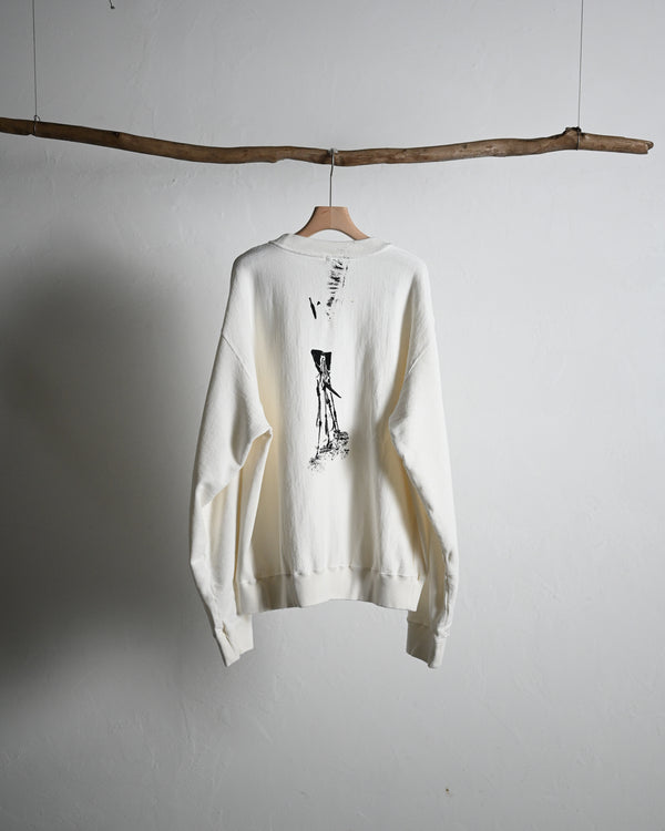 Overdyed Sweatshirts "Holding Flowers" White