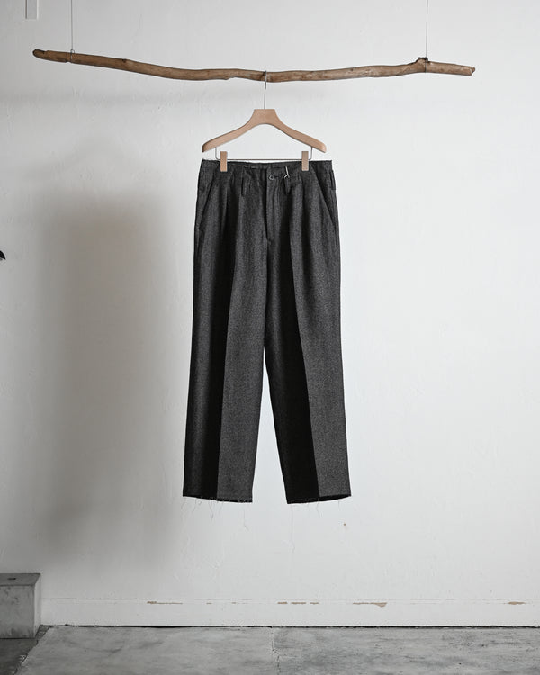 SHRINK WOOL WIDE SLACKS, brown