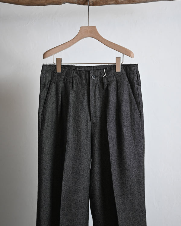 SHRINK WOOL WIDE SLACKS, brown