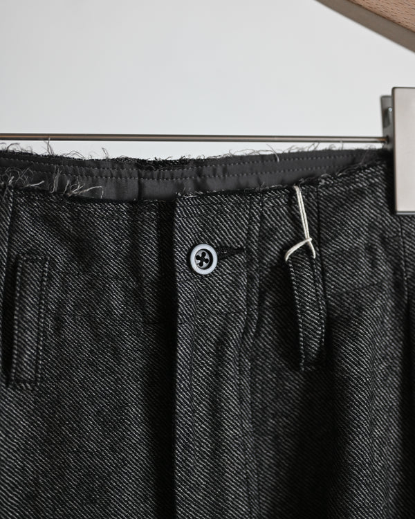 SHRINK WOOL WIDE SLACKS, brown