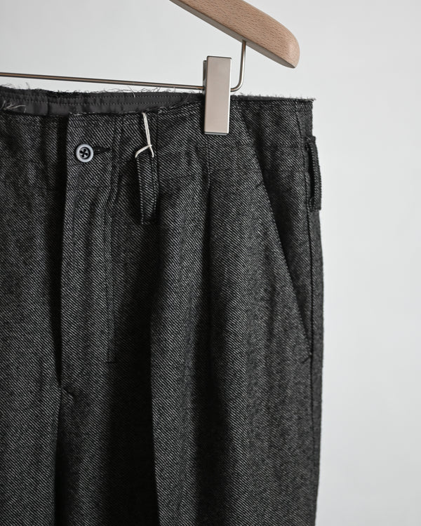 SHRINK WOOL WIDE SLACKS, brown