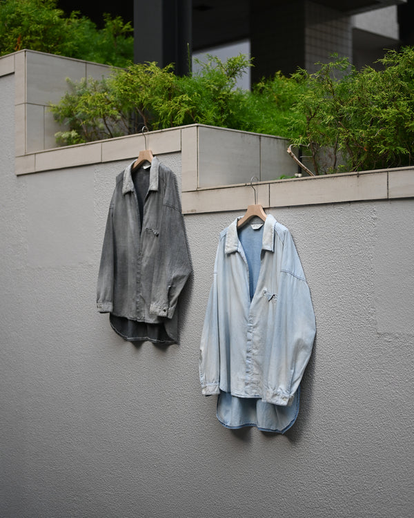 AGING CHAMBRAY LONG SHIRT, indigo