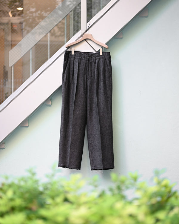 SHRINK WOOL WIDE SLACKS, brown