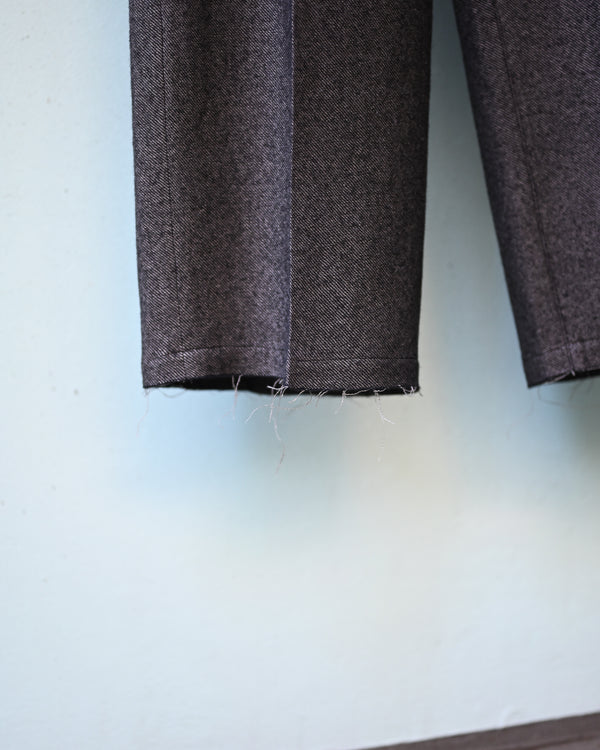 SHRINK WOOL WIDE SLACKS, brown