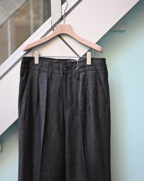 SHRINK WOOL WIDE SLACKS, brown