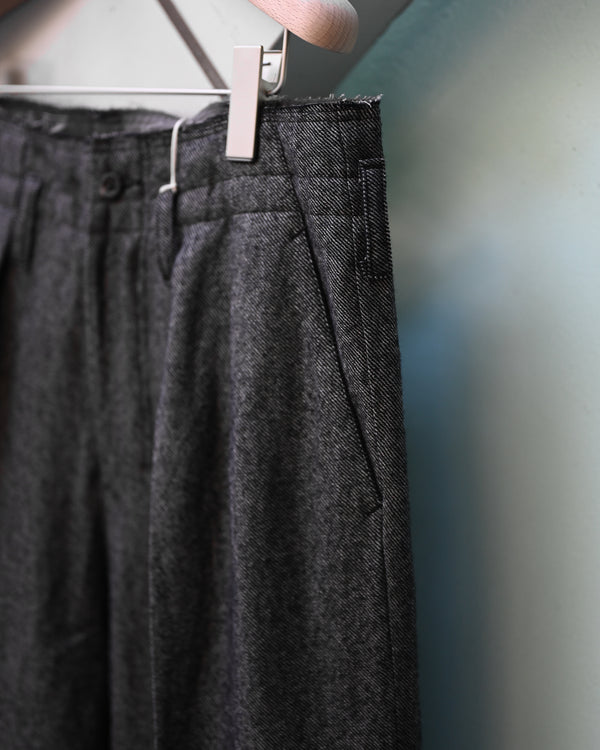 SHRINK WOOL WIDE SLACKS, brown