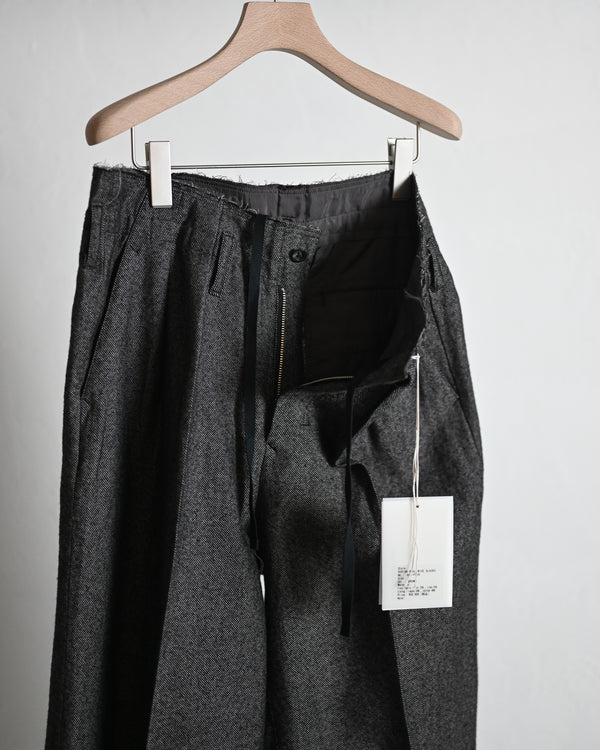 SHRINK WOOL WIDE SLACKS, brown